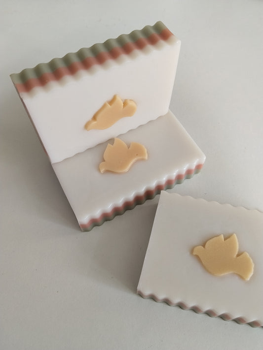 Noel • Christmas Tree Handmade Shea Butter & Oat Soap | refreshing minty scent, french green & red clay, rose clay